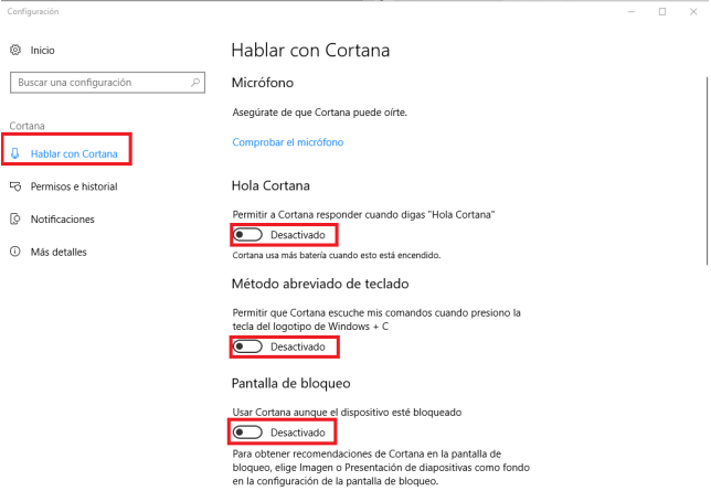 Desactivar Cortana en Windows 10