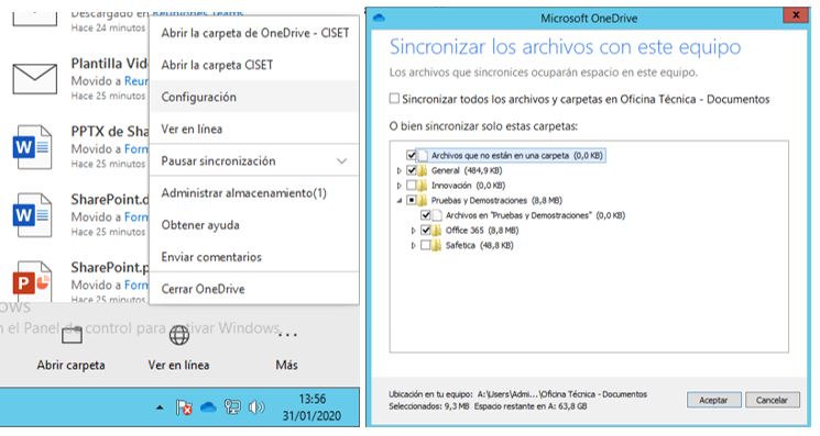 Sincronizar archivos Office 365