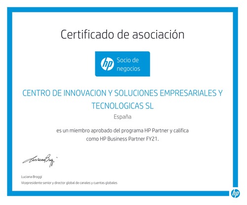 Certificado asociación HP Partner
